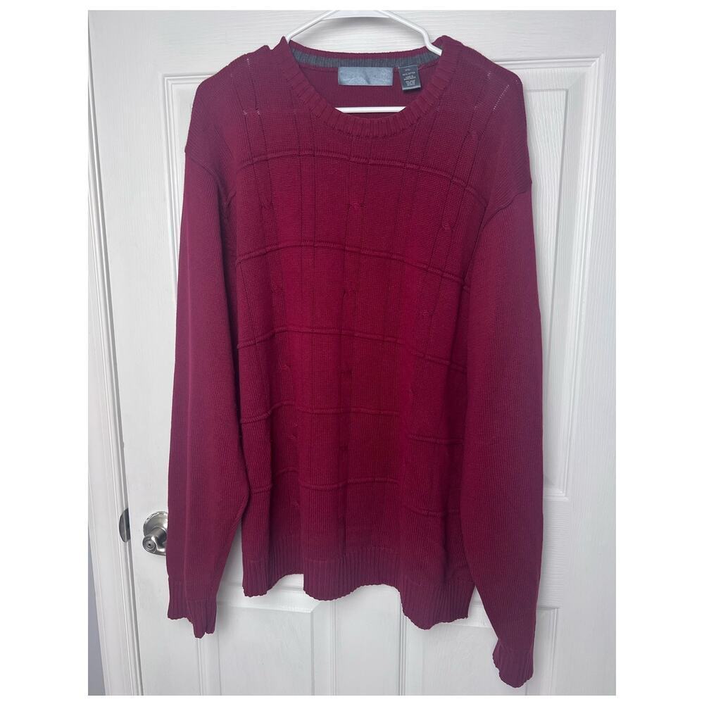 Oscar De La Renta Men's Pullover Sweater 100% Cotton Dark Red Size XXL
